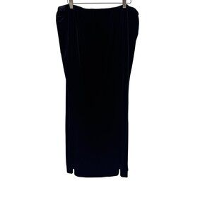 Alex evening Womens Black Velvet midi Skirt Size 2X plus pull on slit